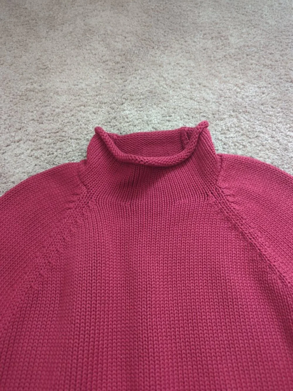 J. Crew 1988 Rollneck Cotton Sweater XS Burgundy